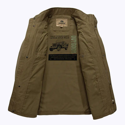 Men's Casual Mid-Length Cotton Jacket for Spring/Fall
