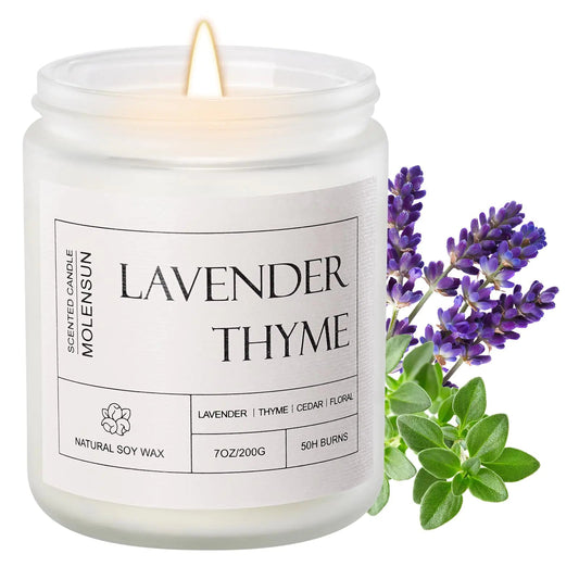 50 - Hour Serenity: Lavender Thyme. Pure Soy Wax. Instant stress relief. Elegance and aromatherapy for your home. - Milo Hub 56