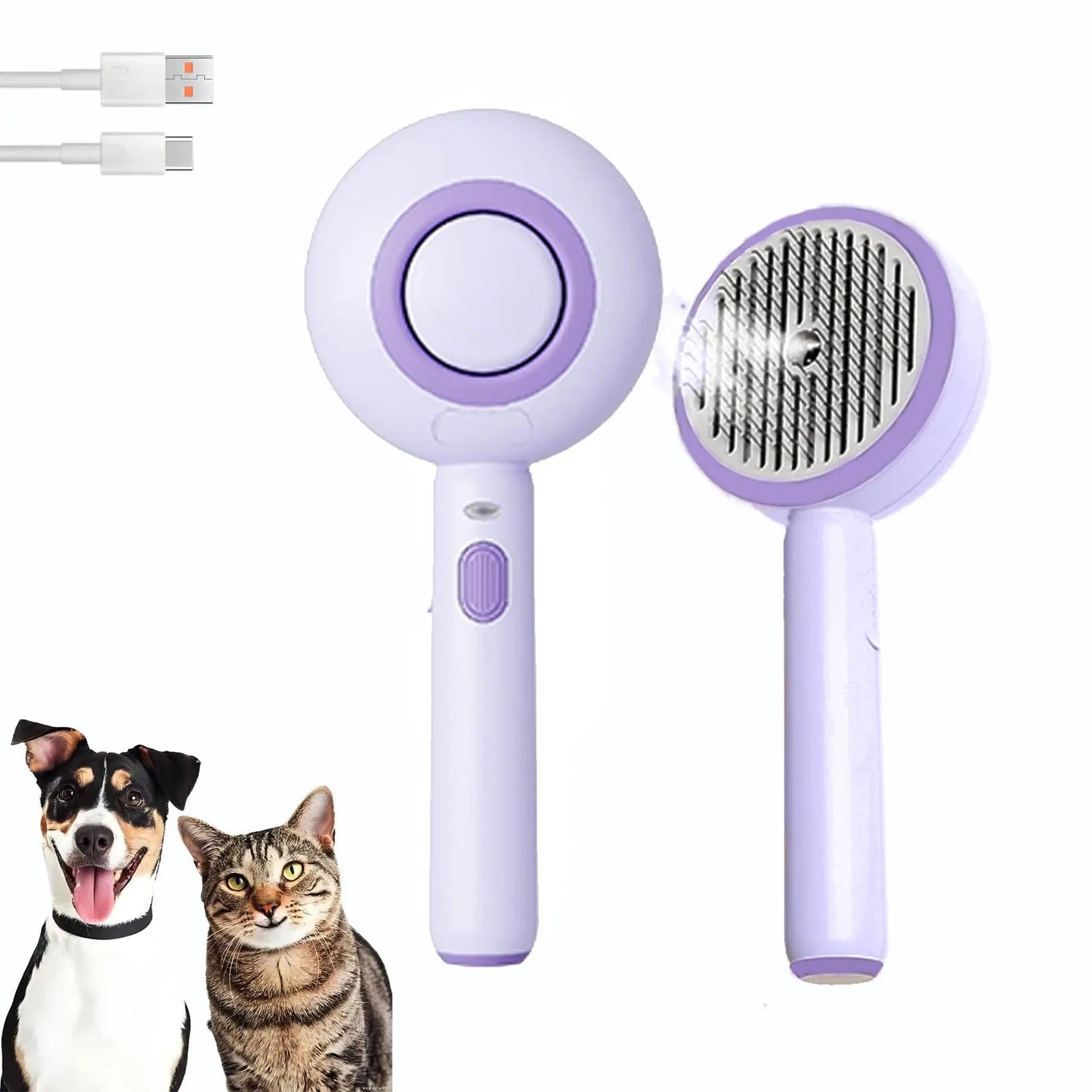 Cat Steam Brush Self Cleaning Pet Spray Hair Removal Comb with Release Button 3 In 1 Cat Brush for Indoor Cats Waterproof Pet Grooming Brush for Long Short Haired Dogs Cats - Milo Hub 56