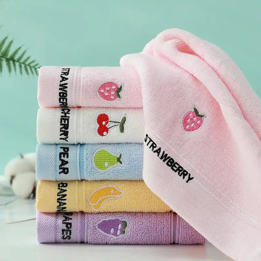 Cotton Fingertip Towels with Cartoon Fruit Embroidery (1/5pcs) - Milo Hub 56