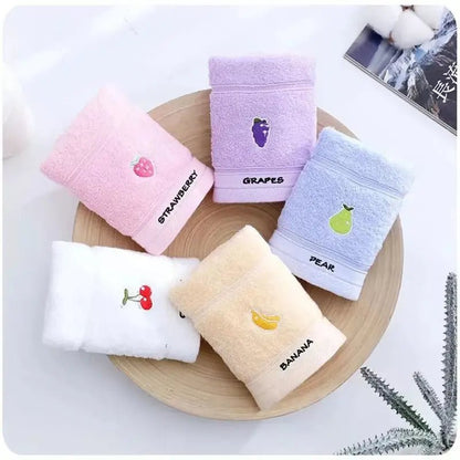 Cotton Fingertip Towels with Cartoon Fruit Embroidery (1/5pcs) - Milo Hub 56