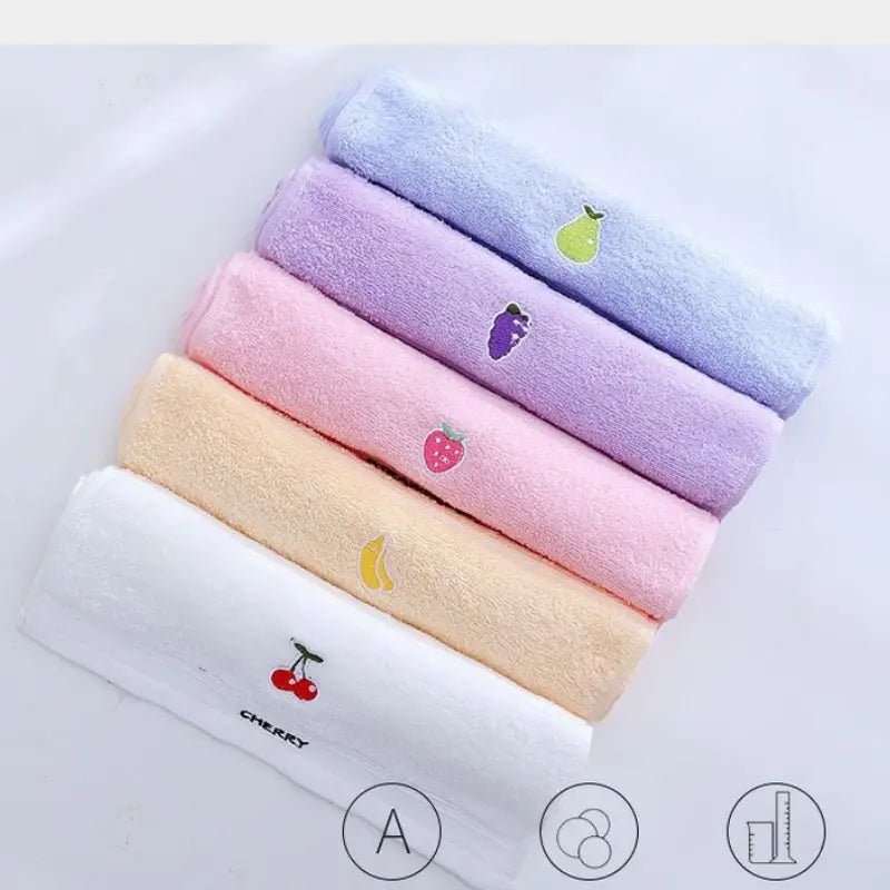 Cotton Fingertip Towels with Cartoon Fruit Embroidery (1/5pcs) - Milo Hub 56