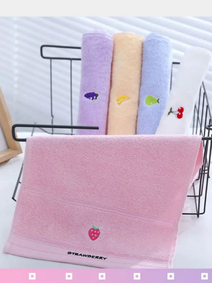 Cotton Fingertip Towels with Cartoon Fruit Embroidery (1/5pcs) - Milo Hub 56