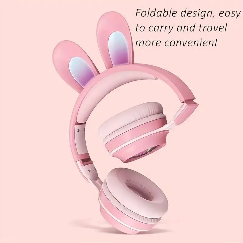 Cute Rabbit Wireless Headphones with RGB LED for Kids - Milo Hub 56