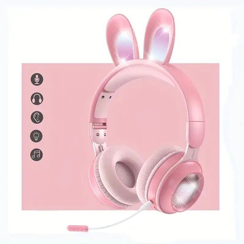 Cute Rabbit Wireless Headphones with RGB LED for Kids - Milo Hub 56