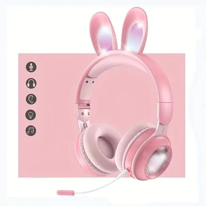 Cute Rabbit Wireless Headphones with RGB LED for Kids - Milo Hub 56