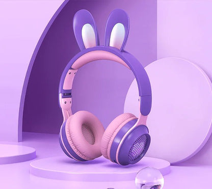 Cute Rabbit Wireless Headphones with RGB LED for Kids - Milo Hub 56