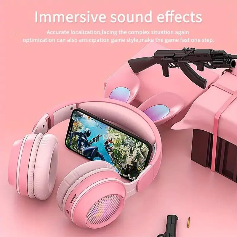 Cute Rabbit Wireless Headphones with RGB LED for Kids - Milo Hub 56