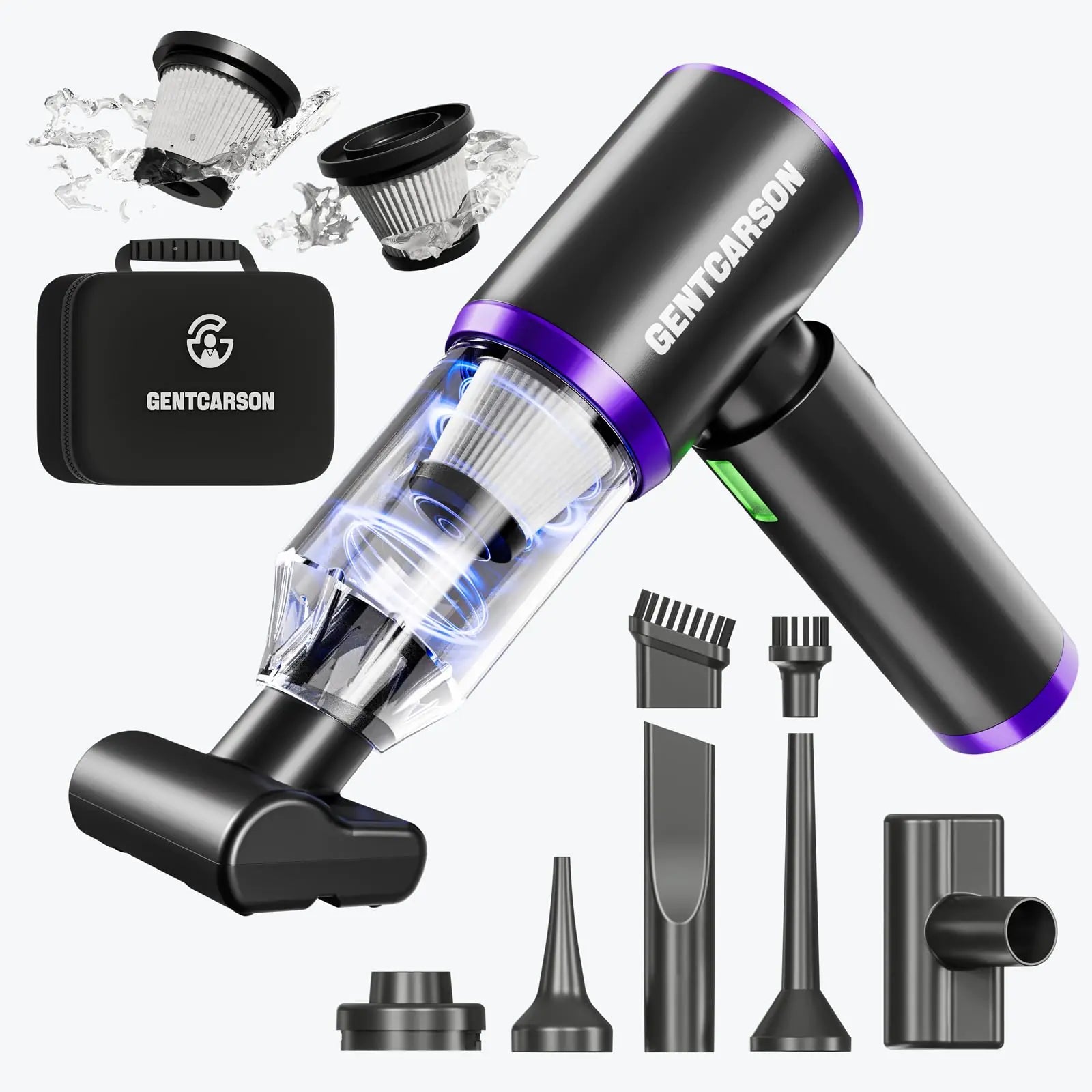 GentCarson Handheld Vacuum Cordless 15000Pa Car Vacuum Cleaner 4 in 1 Portable Mini Hand Vacuum with Dust Lamp Brushless Motor Wireless Vacuum Compressed Air - Milo Hub 56