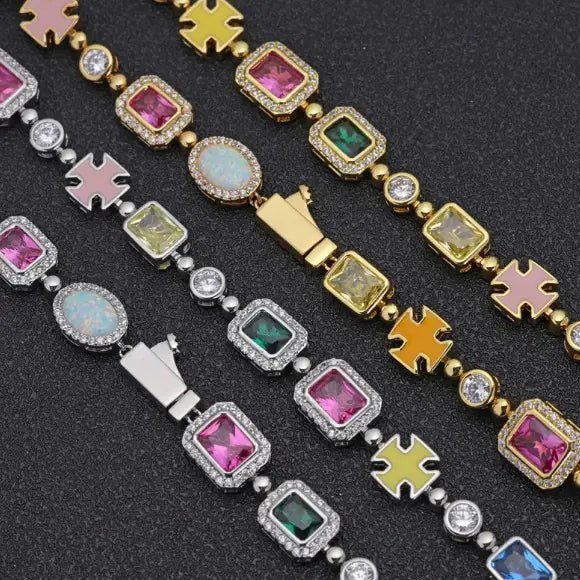 Gold - Plated Hip - Hop Gemstone Necklace - Milo Hub 56