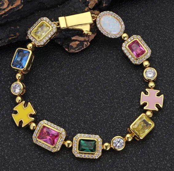 Gold - Plated Hip - Hop Gemstone Necklace - Milo Hub 56