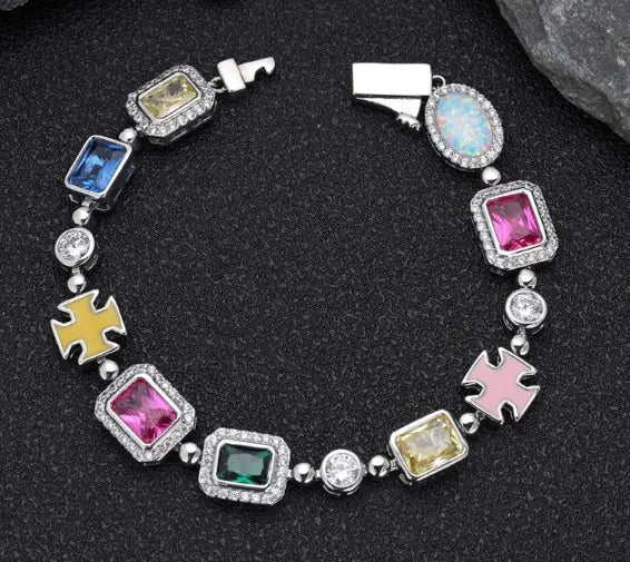 Gold - Plated Hip - Hop Gemstone Necklace - Milo Hub 56