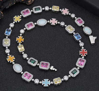 Gold - Plated Hip - Hop Gemstone Necklace - Milo Hub 56