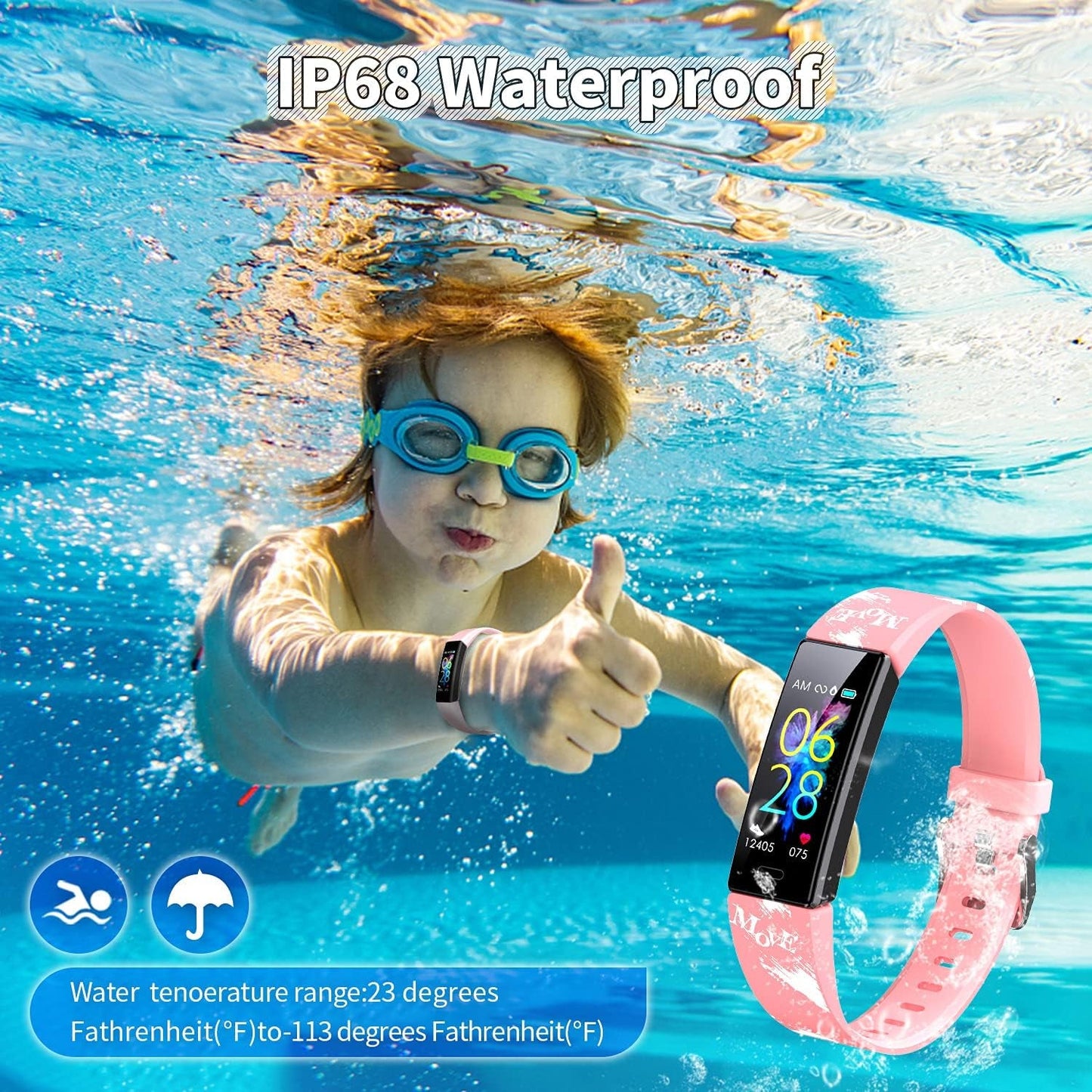 Kids Watch Fitness Tracker, Fitness Watches for Kids, Activity Tracker with Pedometers, Stopwatch, IP68 Waterproof, 11 Sport Modes Smart Watch for Kids Age 6 - 16 Years Old(A) - Milo Hub 56