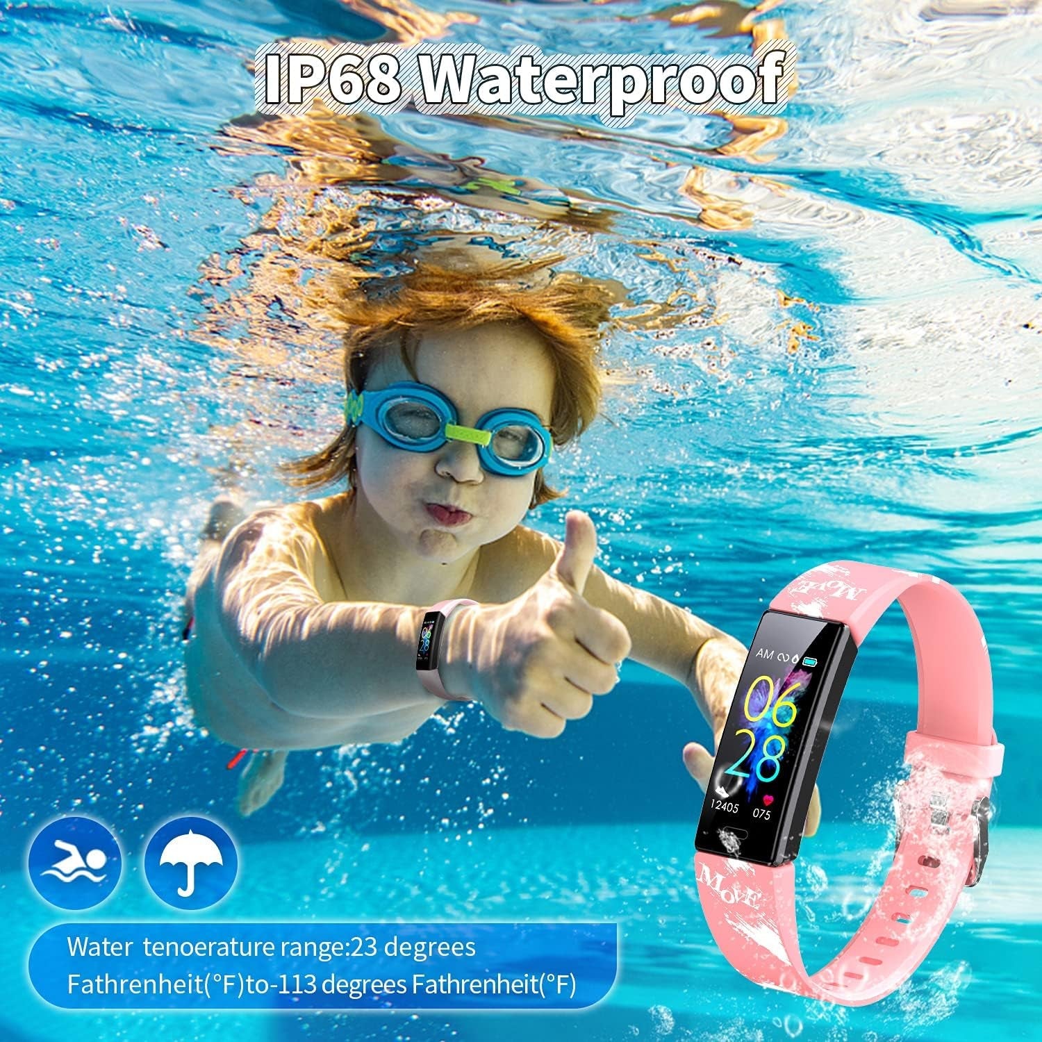 Kids Watch Fitness Tracker, Fitness Watches for Kids, Activity Tracker with Pedometers, Stopwatch, IP68 Waterproof, 11 Sport Modes Smart Watch for Kids Age 6 - 16 Years Old(A) - Milo Hub 56