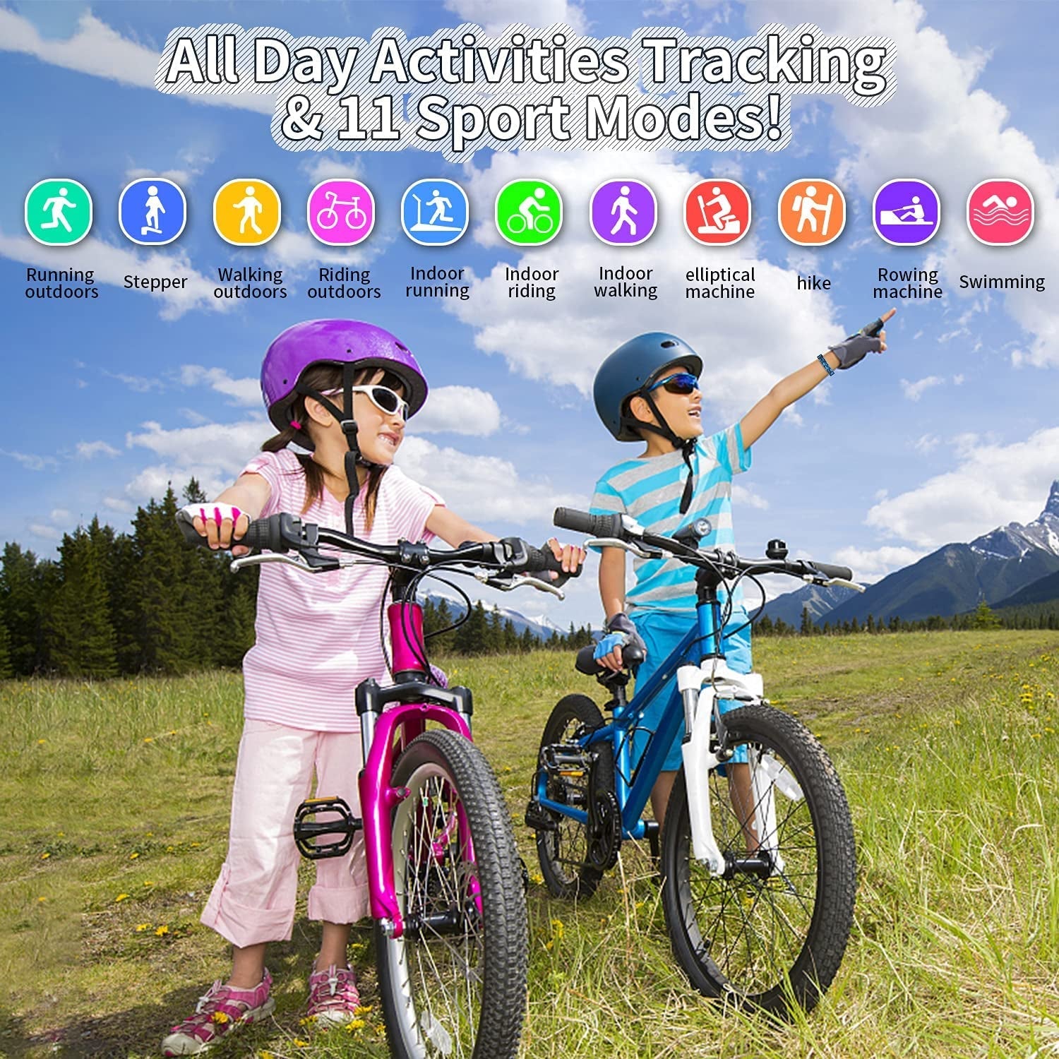 Kids Watch Fitness Tracker, Fitness Watches for Kids, Activity Tracker with Pedometers, Stopwatch, IP68 Waterproof, 11 Sport Modes Smart Watch for Kids Age 6 - 16 Years Old(A) - Milo Hub 56