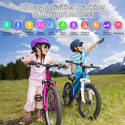 Kids Watch Fitness Tracker, Fitness Watches for Kids, Activity Tracker with Pedometers, Stopwatch, IP68 Waterproof, 11 Sport Modes Smart Watch for Kids Age 6 - 16 Years Old(A) - Milo Hub 56