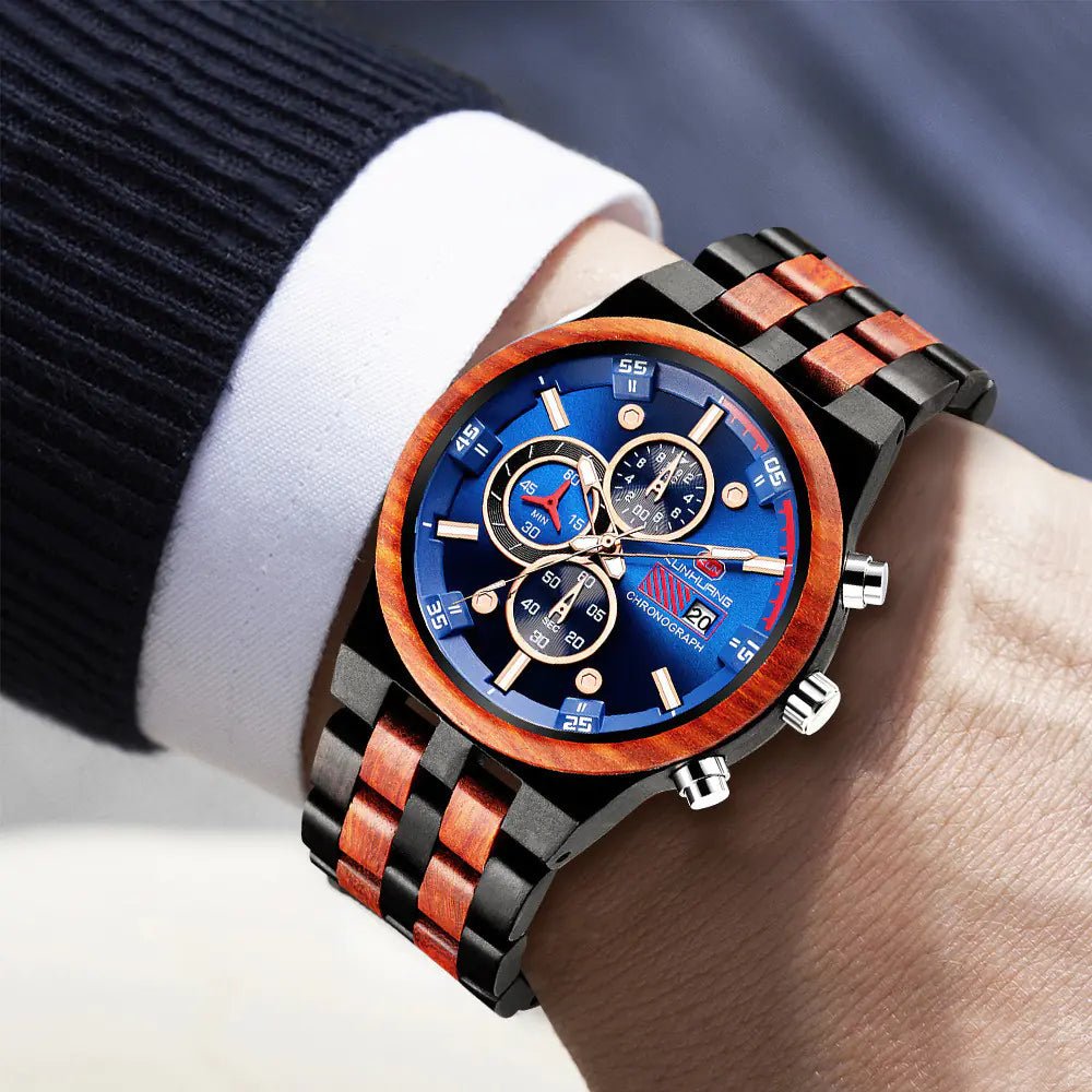 Luminous Multifunctional Quartz Wood Sports Watch - Milo Hub 56