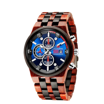 Luminous Multifunctional Quartz Wood Sports Watch - Milo Hub 56