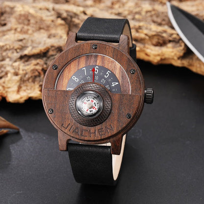 Multifunctional Compass Wooden Watch Outdoor Sport Watch for Men Women Students(E) - Milo Hub 56