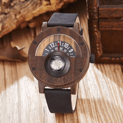 Multifunctional Compass Wooden Watch Outdoor Sport Watch for Men Women Students(E) - Milo Hub 56