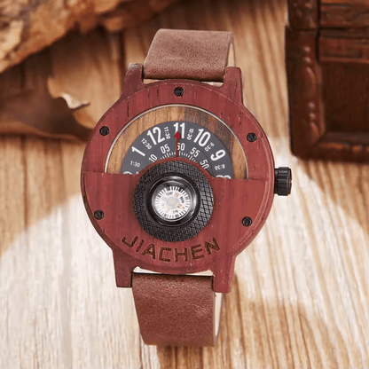 Multifunctional Compass Wooden Watch Outdoor Sport Watch for Men Women Students(E) - Milo Hub 56