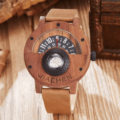 Multifunctional Compass Wooden Watch Outdoor Sport Watch for Men Women Students(E) - Milo Hub 56