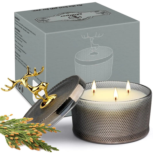 Scented Candles. 10.58 oz 3 Wick Natural Soy Wax Sandalwood Candle for Home Scented Aromatherapy Candle for Women Men 50 Hours Long Lasting Highly Scented Candle Valentines Day Gift - Milo Hub 56