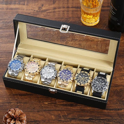 Six - Piece Boxed Watch Men's Steel Band Fashion Party Dress Watch Men's Gift - Milo Hub 56