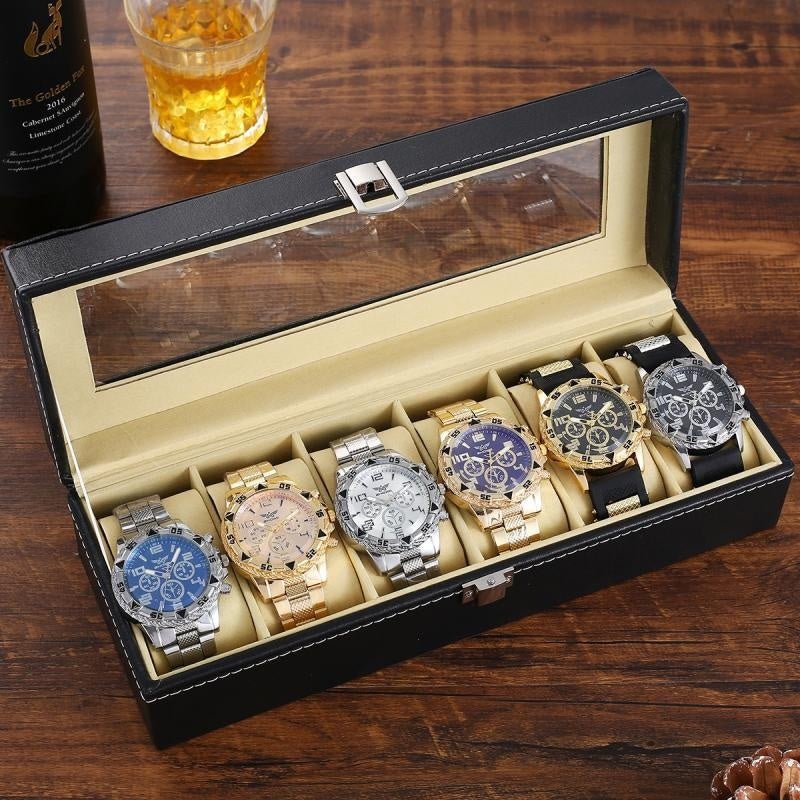 Six - Piece Boxed Watch Men's Steel Band Fashion Party Dress Watch Men's Gift - Milo Hub 56