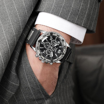 Six - Piece Boxed Watch Men's Steel Band Fashion Party Dress Watch Men's Gift - Milo Hub 56