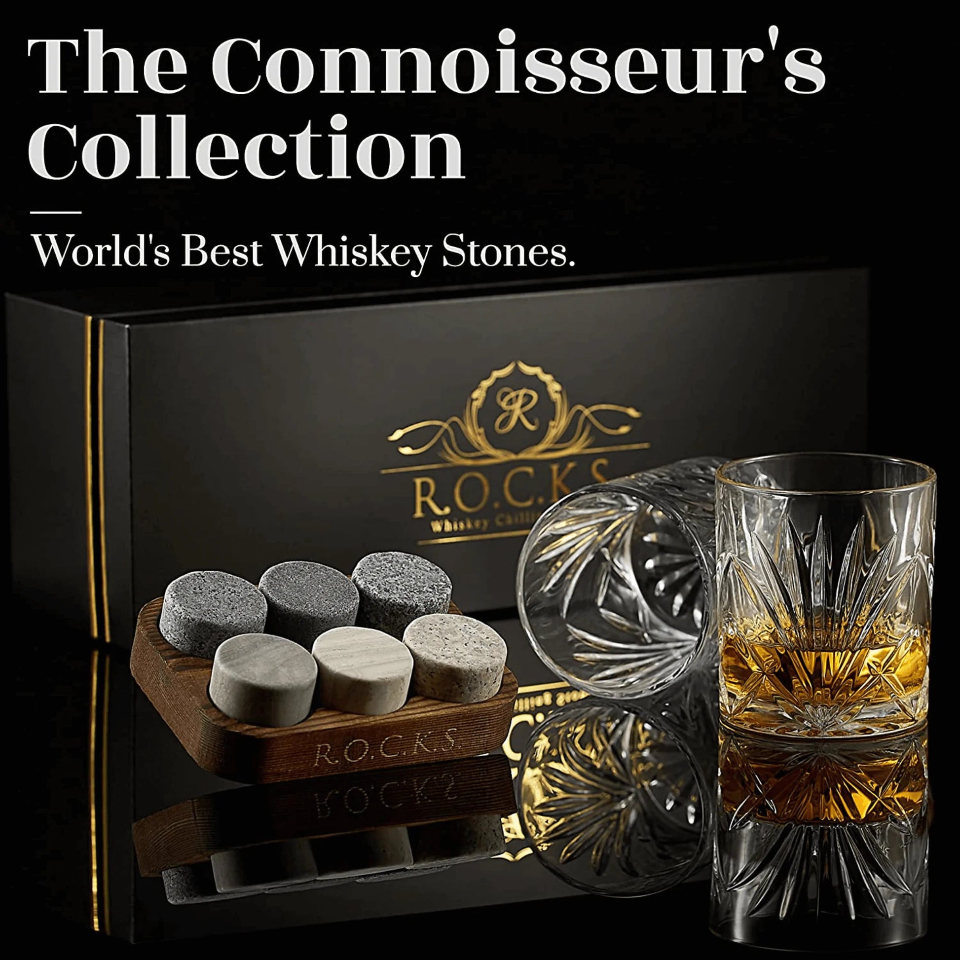 The Connoisseur's Set - Whiskey Stones & Palm Glass Edition - Milo Hub 56