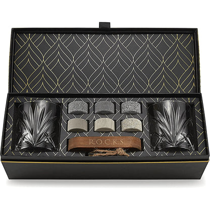 The Connoisseur's Set - Whiskey Stones & Palm Glass Edition - Milo Hub 56